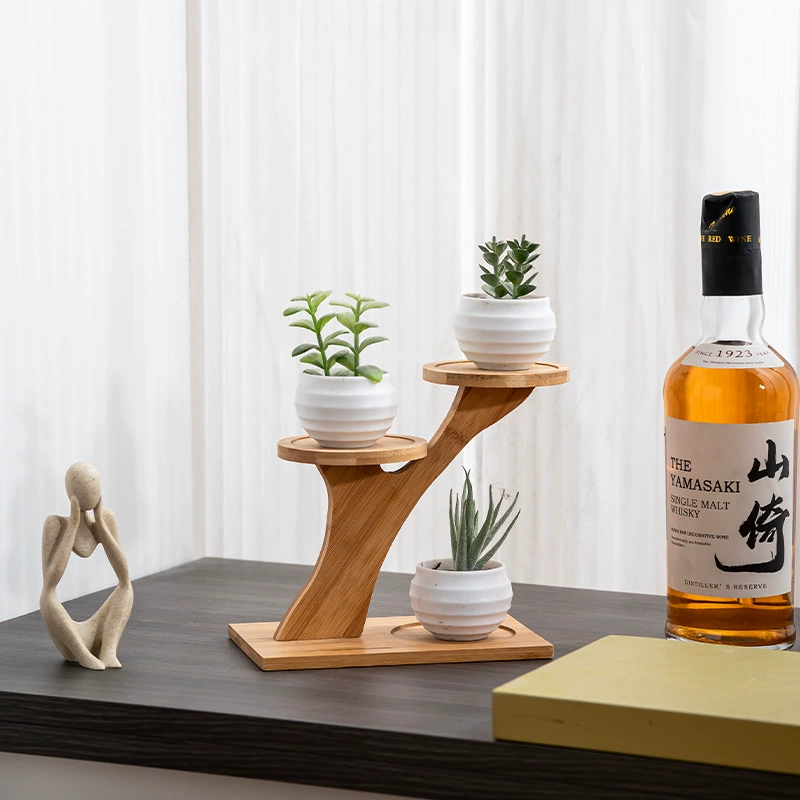 Маленький цветочный горшок для гостиной, стол из цельного дерева, стойка для суккулентов, зеленых растений, стойка для цветов, бамбуковая многослойная стойка для хранения на балконе, офисе