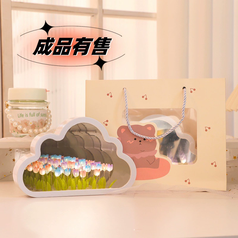 Цветочное море, облака, тюльпаны, материалы для рукоделия, готовые изделия, атмосфера спальни, украшения для рабочего стола, креативные подарки на день рождения