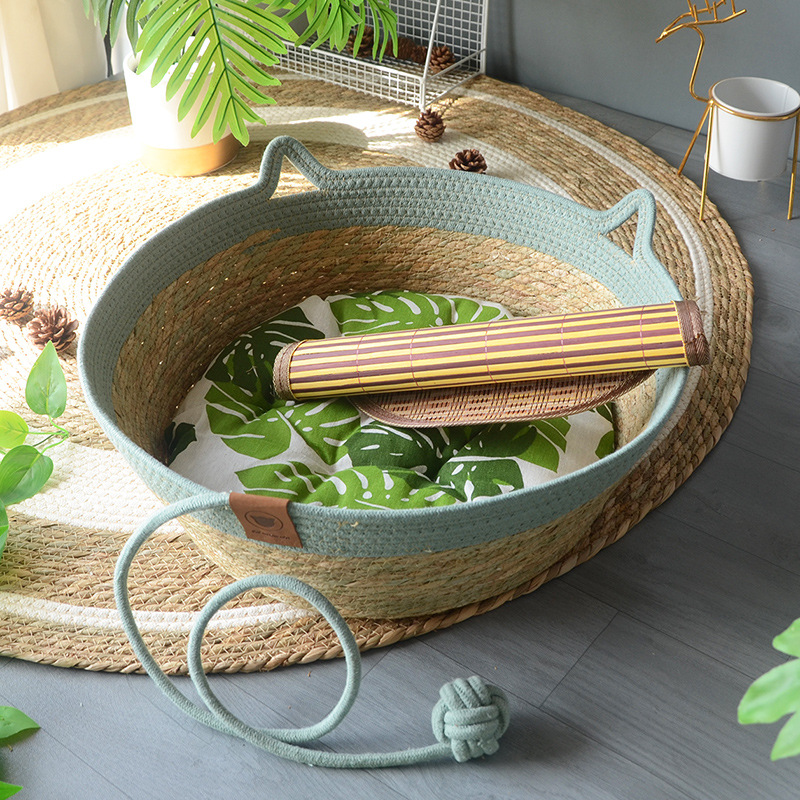 바다색 재미있는 스타일 + 녹색 잎 화장솜 + 매트