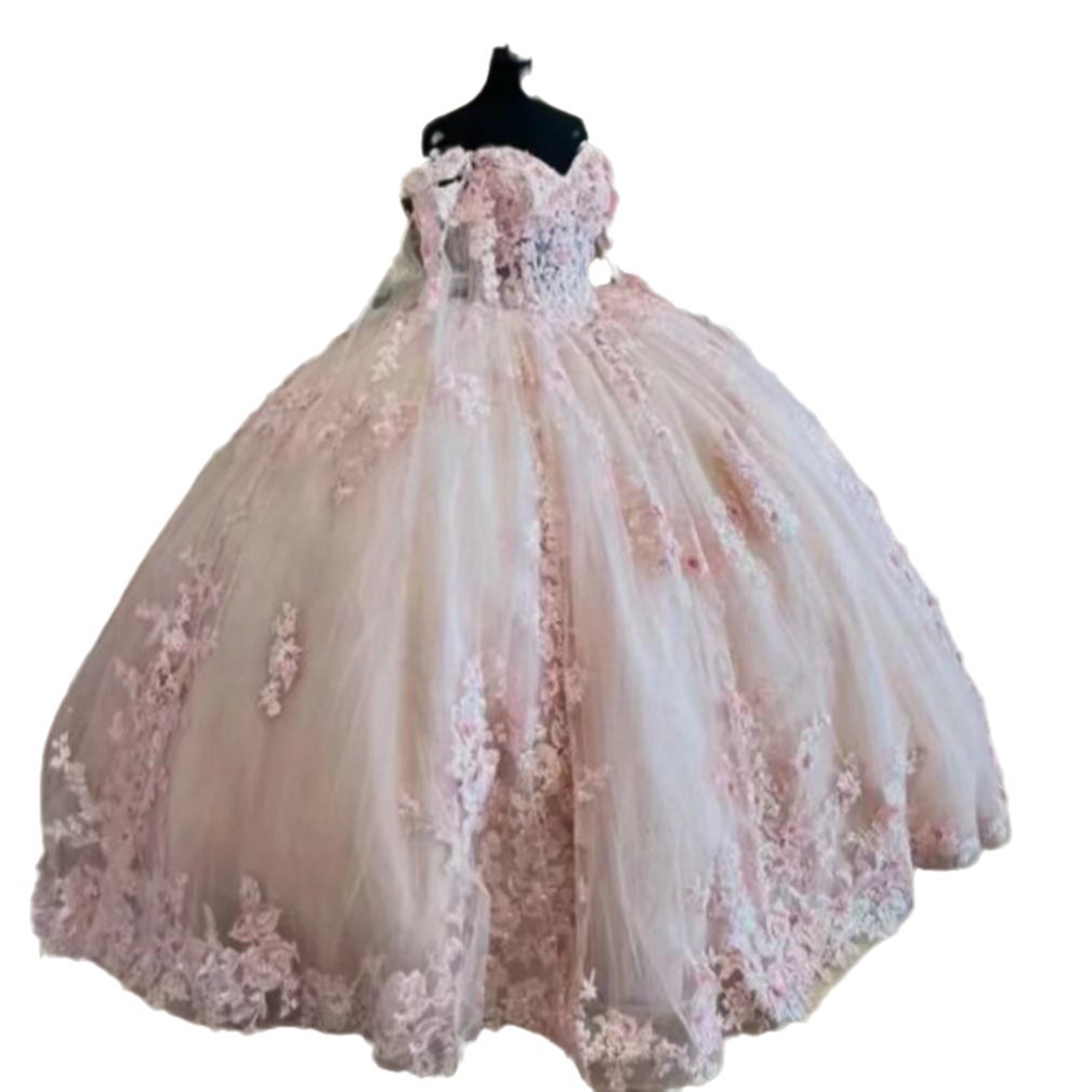 Un hombro 2026 vestido de novia nuevo estilo de novia industria pesada rosa gran cola princesa corredor pequeño vestido principal mujer