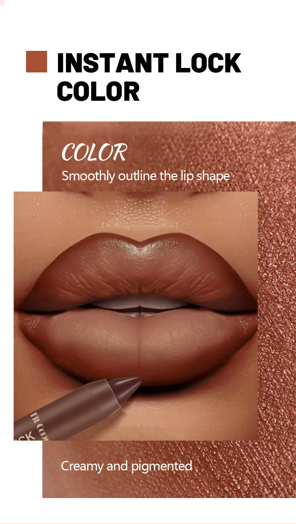 Sett med 6 matte sjokolade-leppestifter med lipliner_voghion.com