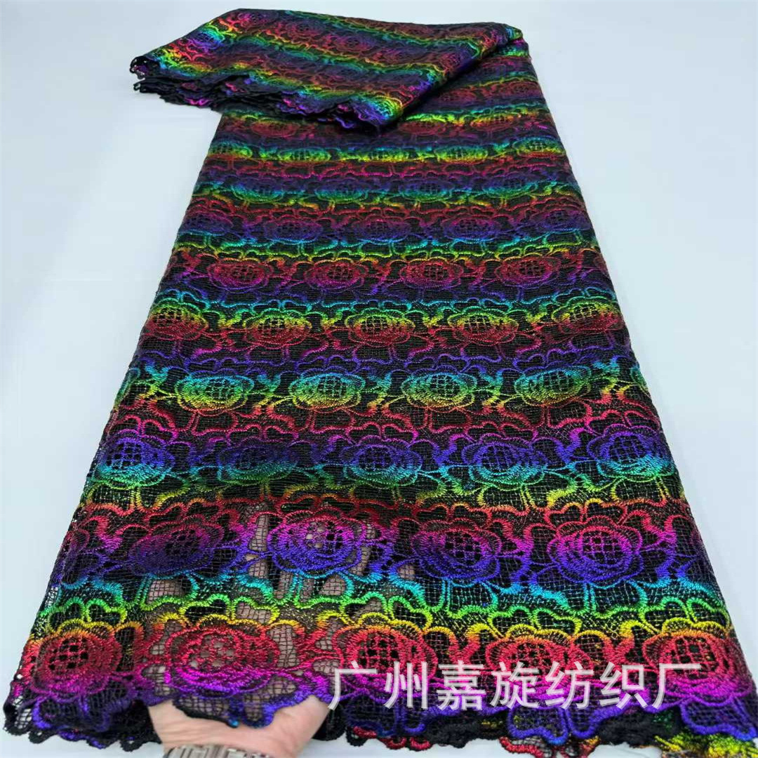 Encaje soluble en agua con bordado de girasoles, estilo europeo y americano, vestido para mujer, tela de encaje para vestido de novia africana.