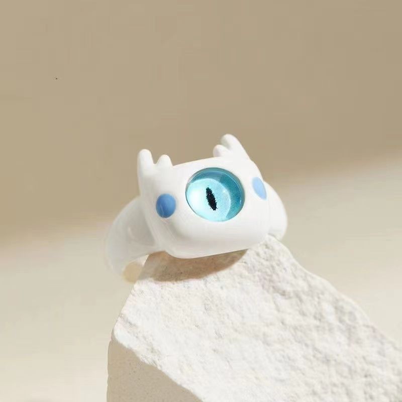 Colección de pequeño monstruo lindo anillo de monstruo de un ojo personalidad femenina diseño de nicho anillo abierto único image 13
