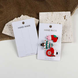 跨境热卖7x11cm珠光纸烫银HANDMADE发夹纸卡发饰包装胸针展示卡