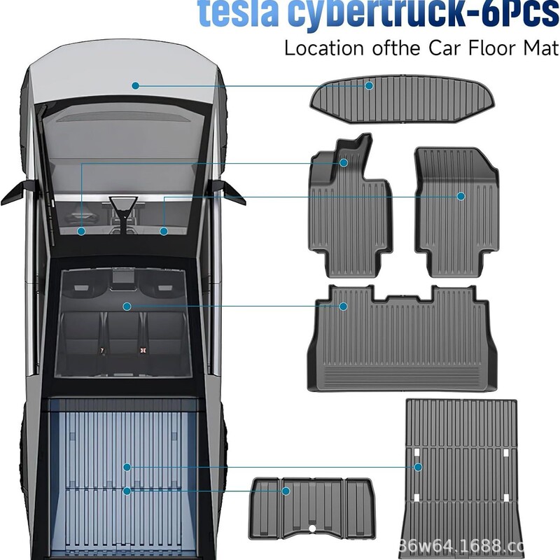 适用于特斯拉Cybertruck脚垫2022-2025款全天候材质TPE赛博6件套|undefined