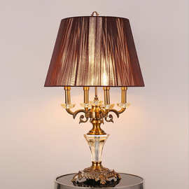 高档美式蜡烛K9水晶台灯 富贵鸟高端轻奢客厅卧室书房摆件 床头灯