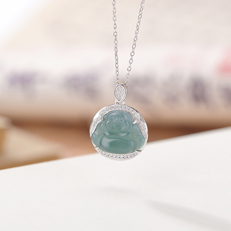 Mặt dây chuyền Phật Di Lặc bạc S925 phong cách cổ điển — Mặt dây chuyền đơn (không có dây chuyền)