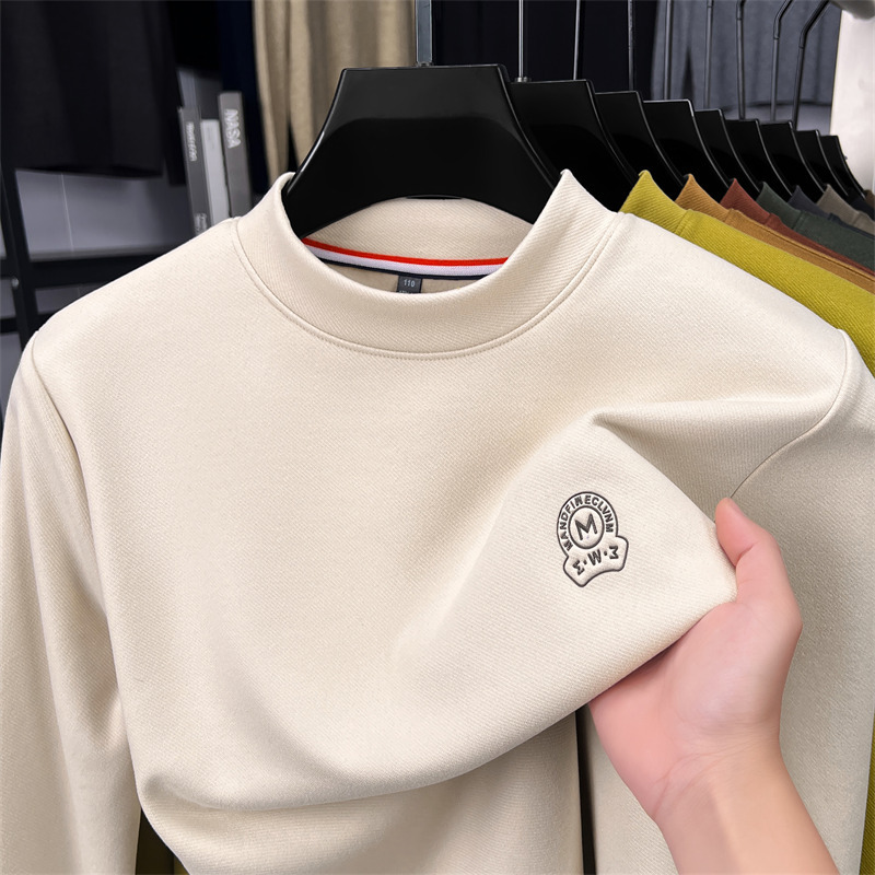 [Outlet Discount] Men's Round Neck Sweatshirt, Spring and Autumn Trendy High-end Casual Embroidered Men's Base Shirt Top