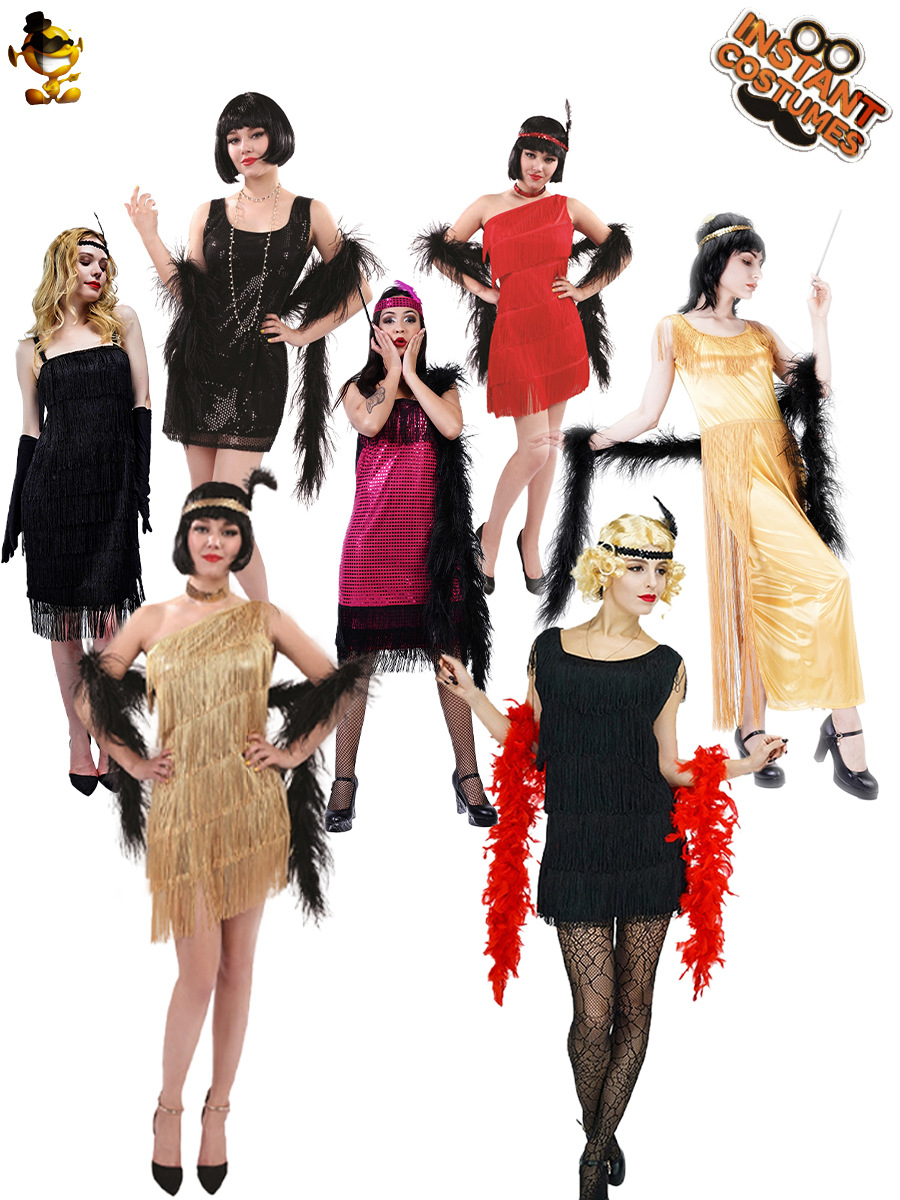Disfraz de Carnaval para Mujer Adulta, Vestido Retro con Flecos, Estilo Años 30, para Actuación o Mascarada image 1