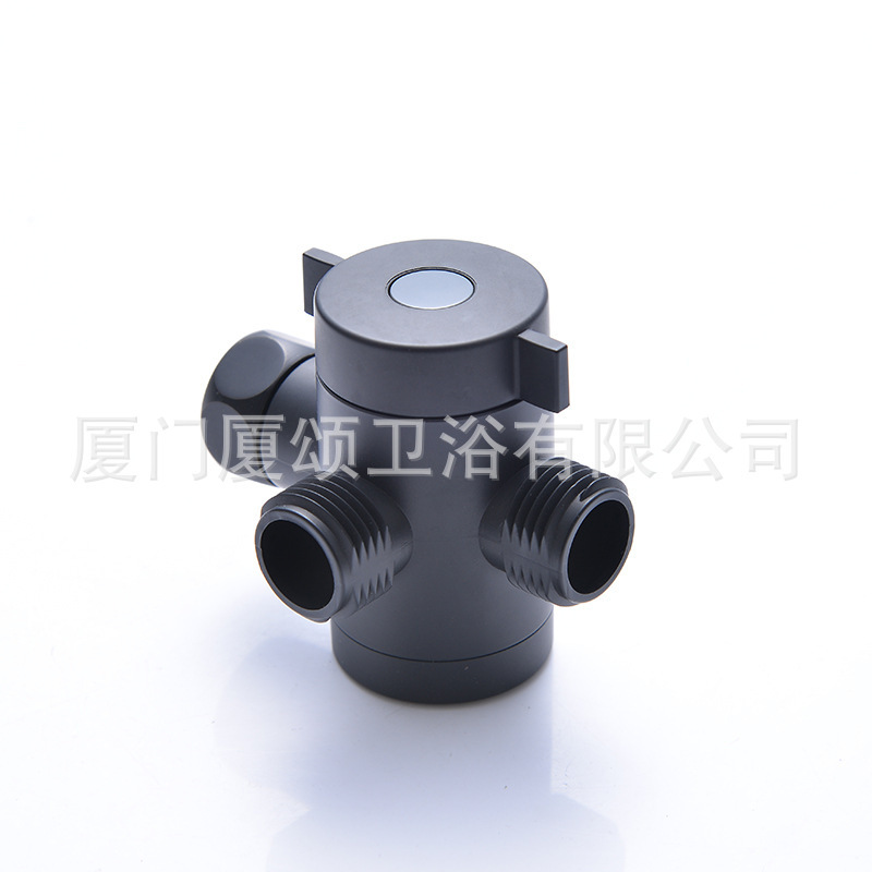 Cross-border black diverter valve for bathroom, three-way water splitter, shower head diverter, adapter, shower set accessories Cross-border black diverter valve for bathroom, three-way water splitter, shower head diverter, adapter, shower set accessories