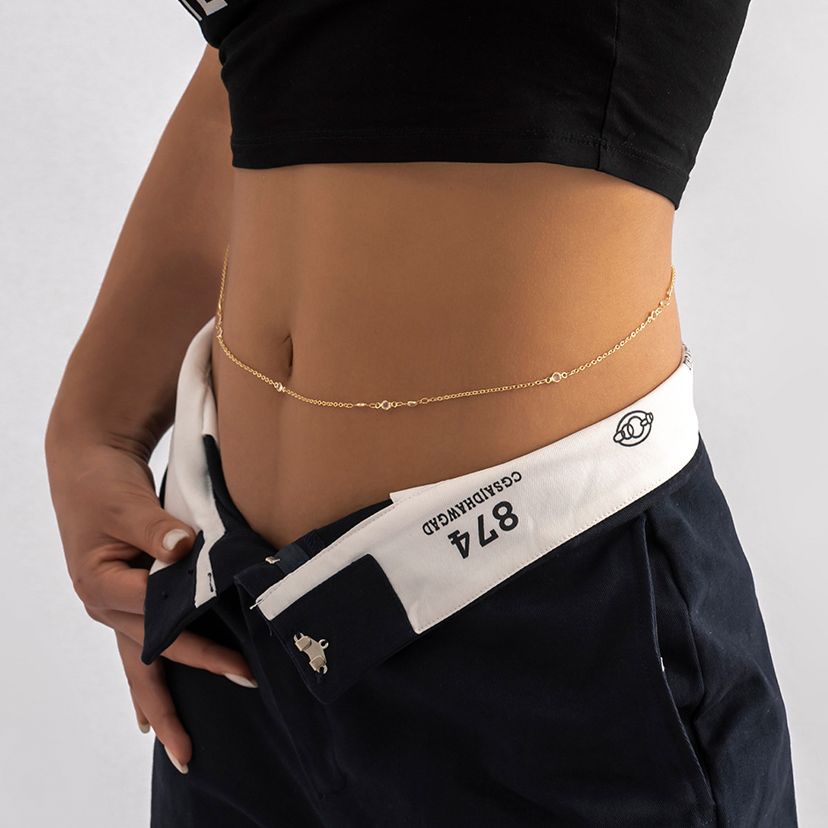 Fashion Simple Geometric Crystal-like Belt Womenu0027s Waist Chain