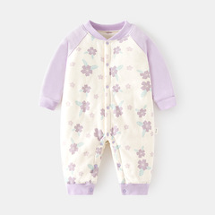 嬰兒加棉加厚連體衣寶寶夾棉保暖秋冬裝哈衣對開爬服嬰幼兒童衣服