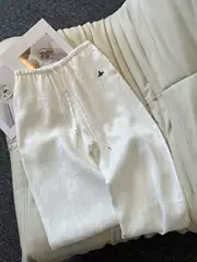 Nanyou High-End 2025 Early Spring New Arrival Linen Wide-Leg Pants Designer Chic White Long Trousers