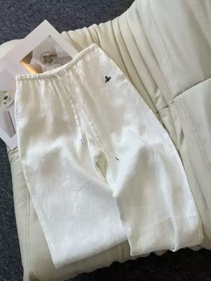 Nanyou High-End 2025 Early Spring New Arrival Linen Wide-Leg Pants Designer Chic White Long Trousers