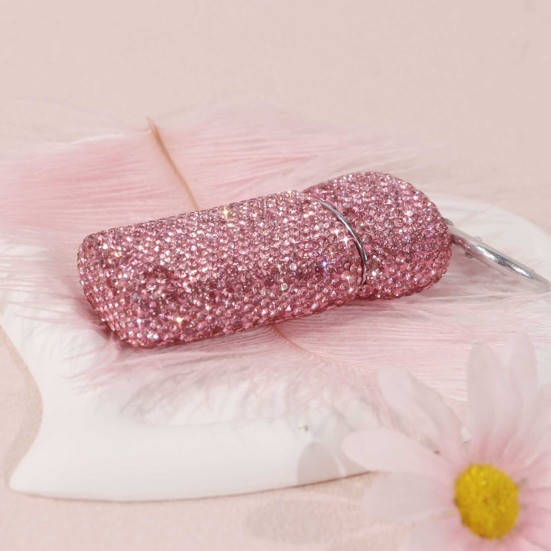 Cross-Border Hot-Selling Rhinestone-Encrusted Ashtray, Exquisite Full-Diamond Anti-Fly Ash Stainless Steel Creative Diamond-Encrusted Car Ashtray with Lid