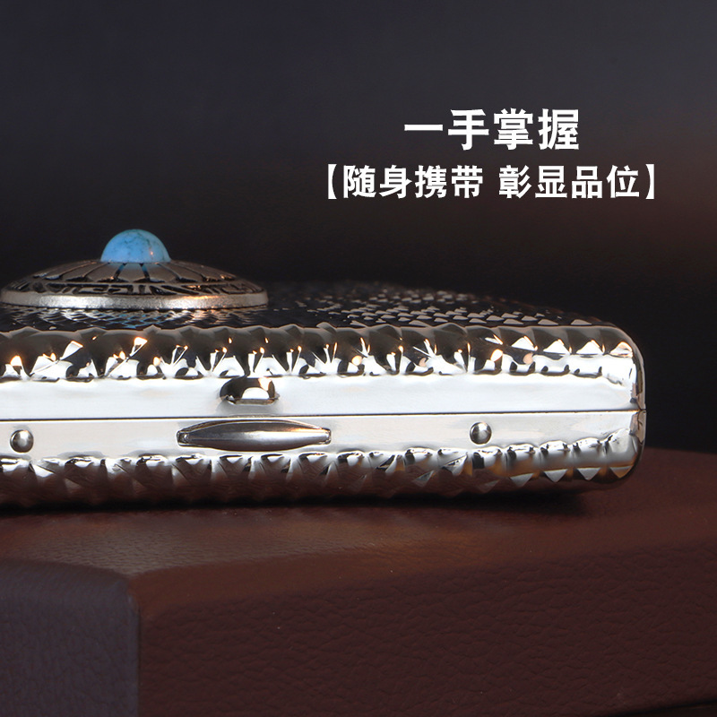 新型KUPAIクール派20本入り84長金属製タバコケース太陽花満天星シール高級防圧防塵|undefined