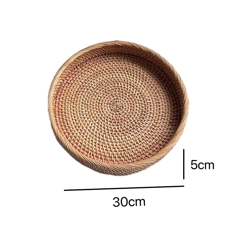 Vietnam ratán merienda de frutas creativo Nórdico de almacenamiento de fruta tejida bandeja redonda escritorio mesa de té cesta de almacenamiento