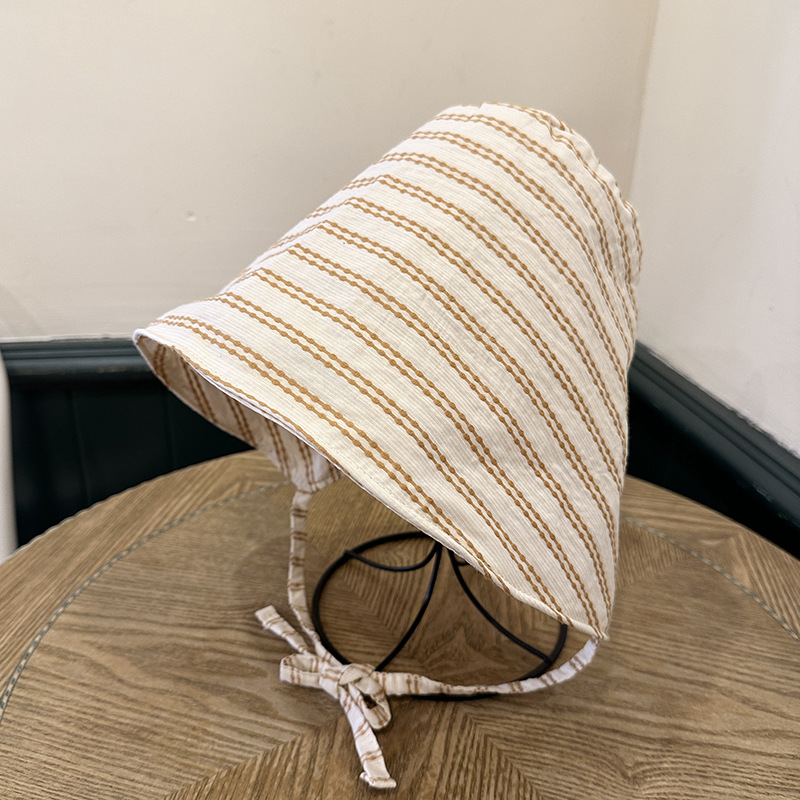 Verano ocio gorra de sombrero de sombrero de sombrero de pescador a rayas frescas simple correa de marea para cubrir la cara gorra de viaje de protección solar