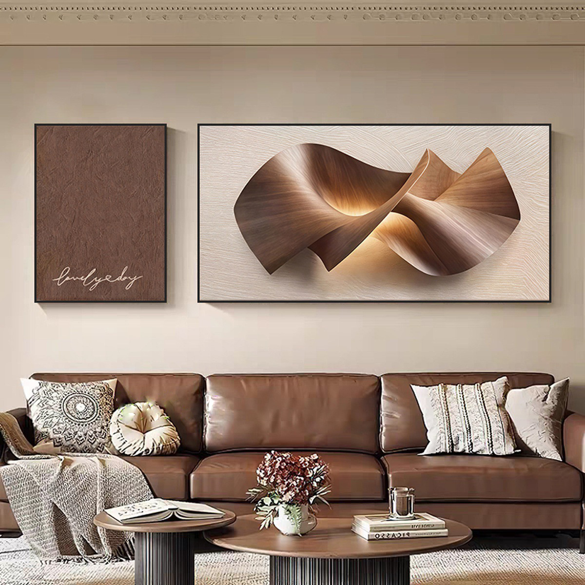 Luz de lujo de alto nivel pintura de decoración de la sala de estar estereoscópica abstracta sofá fondo pintura mural simple moderna pintura colgante