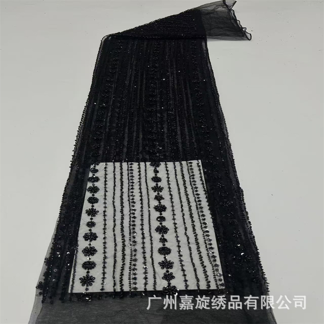 Tela de malla de aire de moda europea y americana de estilo pesado tubo de perlas esquinilla perlas clavado vestido de boda cheongsam vestido de tela