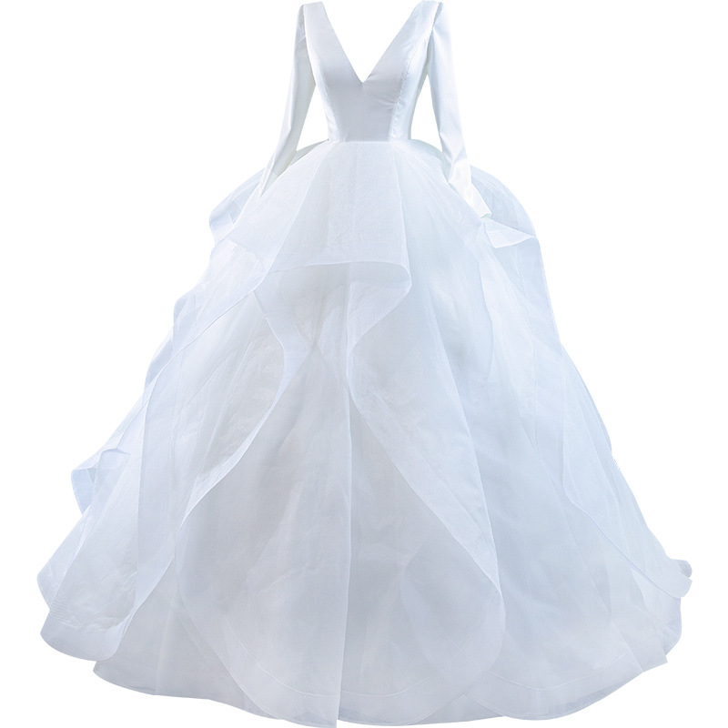 Vestido de novia transfronterizo Vestido de novia de hadas súper vestido de novia de cintura alta de estilo coreano de boda final de hilo de examen de arte vestido de pettiskirt solo