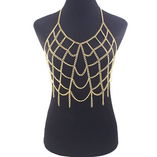 Cross-border jewelry Europe and the United States exaggerated women's personality geometric chest chain fashion sexy explosive tassel waist body chain