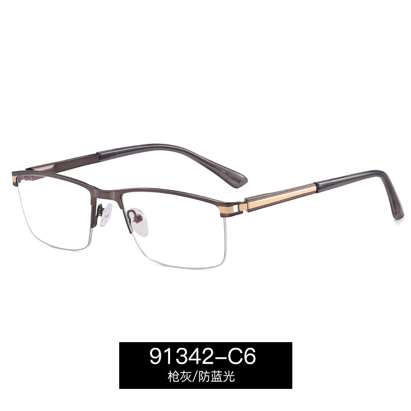 91342 gafas de medio marco ultraligero para hombres miopía marco de ojos puede equiparse con grados de gran cara gran marco de gafas de luz plana