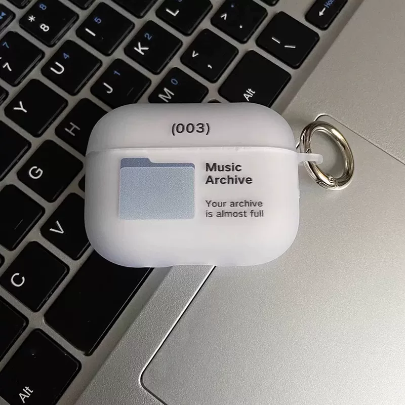 Protective case Apple AirPods, cartoon transparent folder design with keyring — fits multiple models