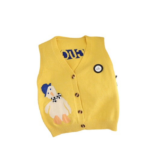 Knitted Vest for Boys and Girls, Spring and Autumn Outerwear Baby Vests, Infant Woolen Vest, New Style Cardigan Sweater Vest