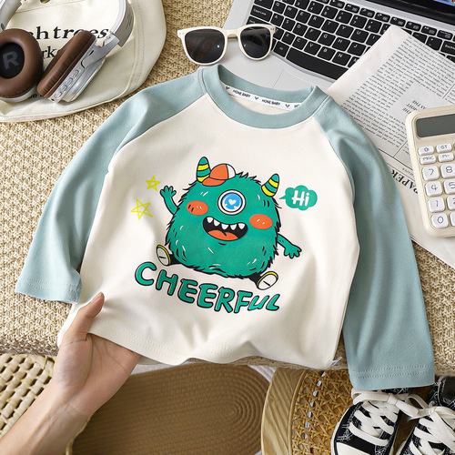 Children's Fleece Base Layer Long Sleeve T-shirt for Toddlers and Kids, Autumn and Winter Boys' and Girls' tops, Children's Clothing, Warm for Middle Children