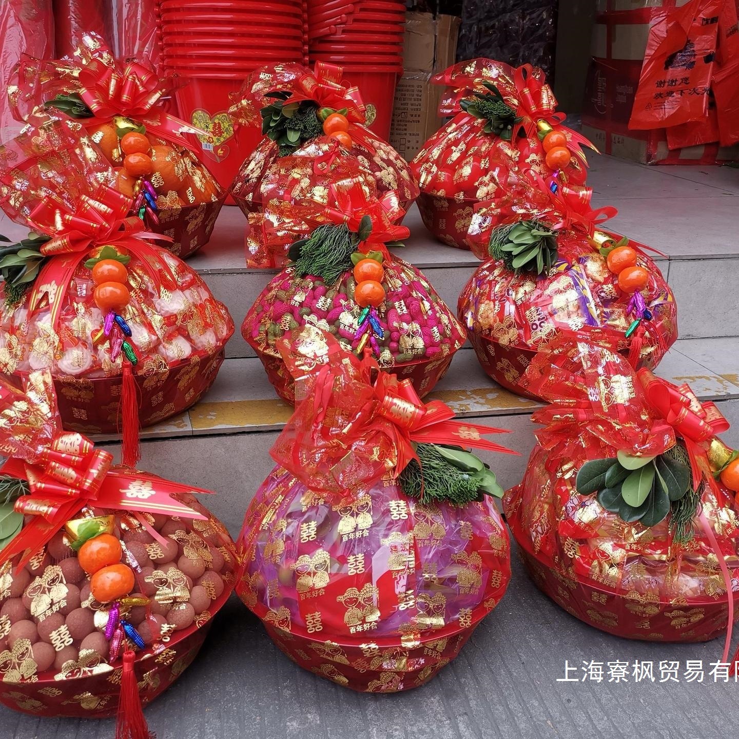 特大号回礼喜袋订婚温州十样袋装六样纱袋婚庆网烫金用品喜盆喜事
