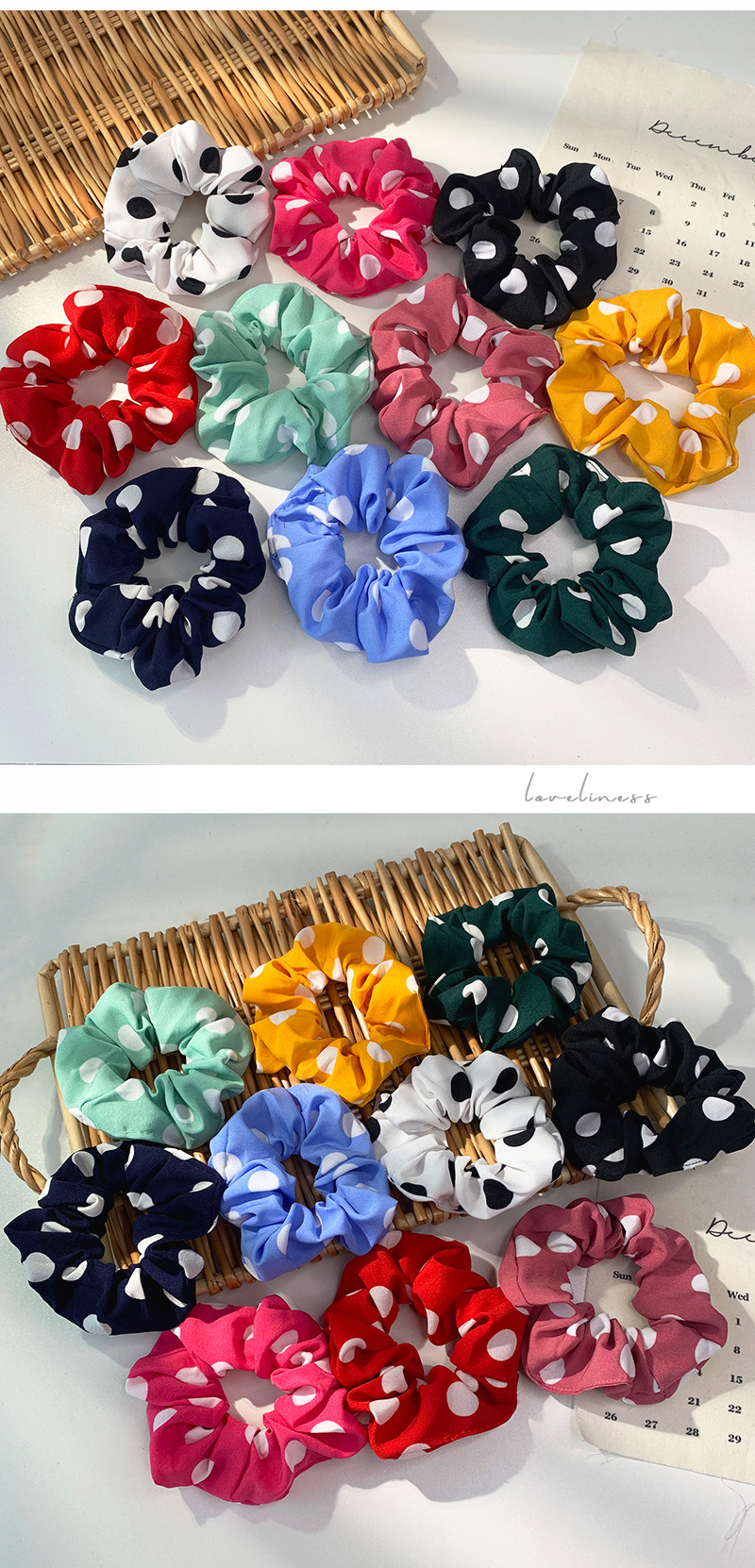 Nihaojewelry Korean Style Big Polka Dot Head Scrunchies Wholesale Jewelry display picture 1