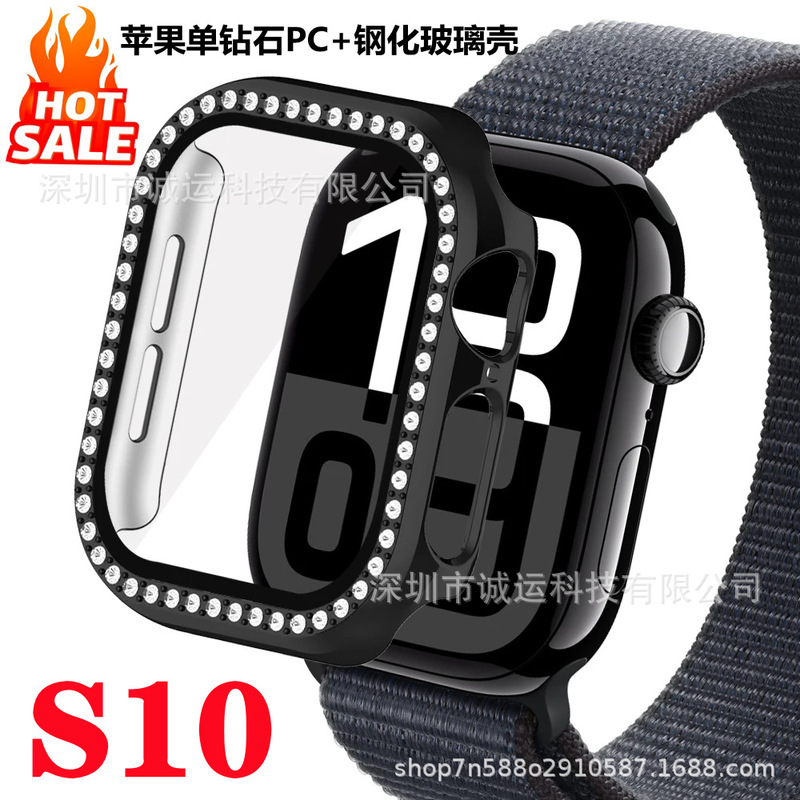 Suitable for Apple 10 Watch Case Diamond 46mm Single Tempered Case Film Integrated Case Applewatchs10 Protective Case
