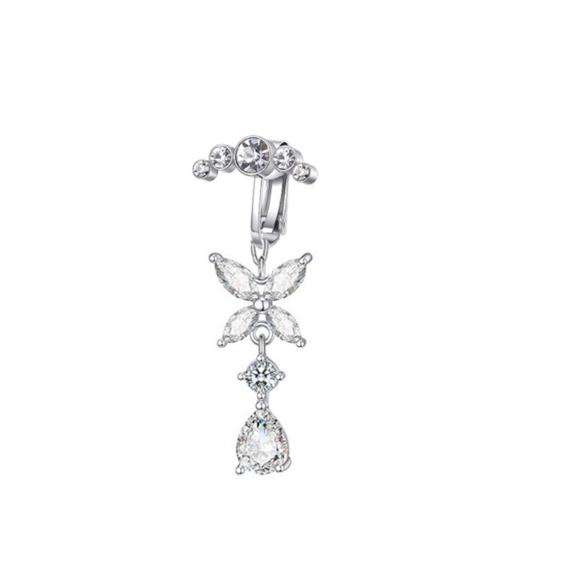 Bijou de piercing pour nombril en forme de cœur, papillon en zircon, style européen et américain (INS)._voghion.com
