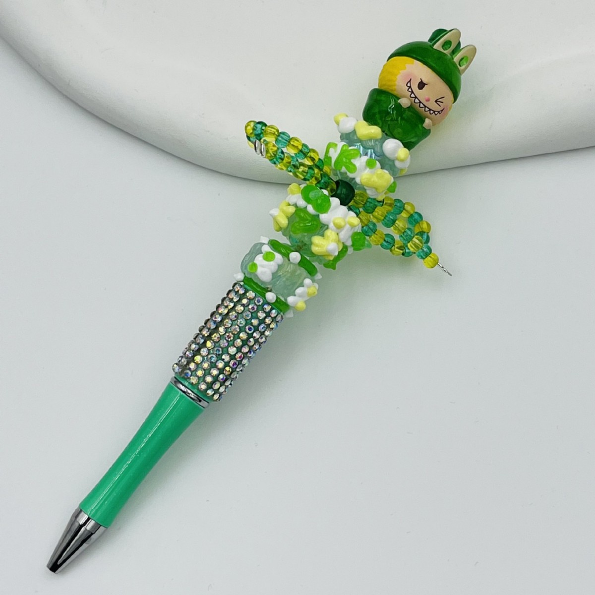 Genuino bolígrafo de granos espumoso, bolígrafo de cuentas encantador, bolígrafo de regalo creativo de dibujo a mano, bolígrafo de bola creativo