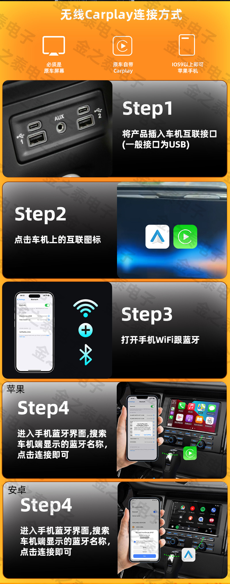 Cross-Border 2-in-1 Carplay Adapter Apple Android Auto Car-Machine Connectivity Smart Wireless Carplay Box