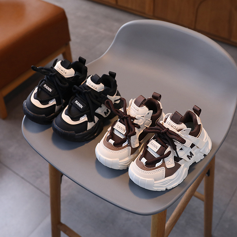 Unisex-Kinder-Sportschuhe, Obermaterial aus Leder, weiche Sohle, klobige Sneaker, rutschfest, abriebfest, für Kinder von 1-6 Jahren_voghion.com