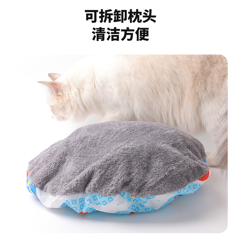 Hawo nuevo diseño semi-cerrado cabeza de oso nido de gato desmontable Casa de gato otoño e invierno cálido engrosamiento mascota Villa