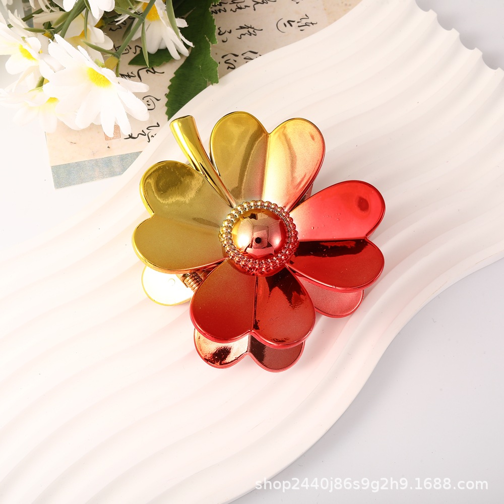 Nuevo color frangipani acrílico pinza para el cabello flor pinza de agarre de alta calidad elegante accesorio para el cabello de mujer pinza de tiburón de agarre lateral