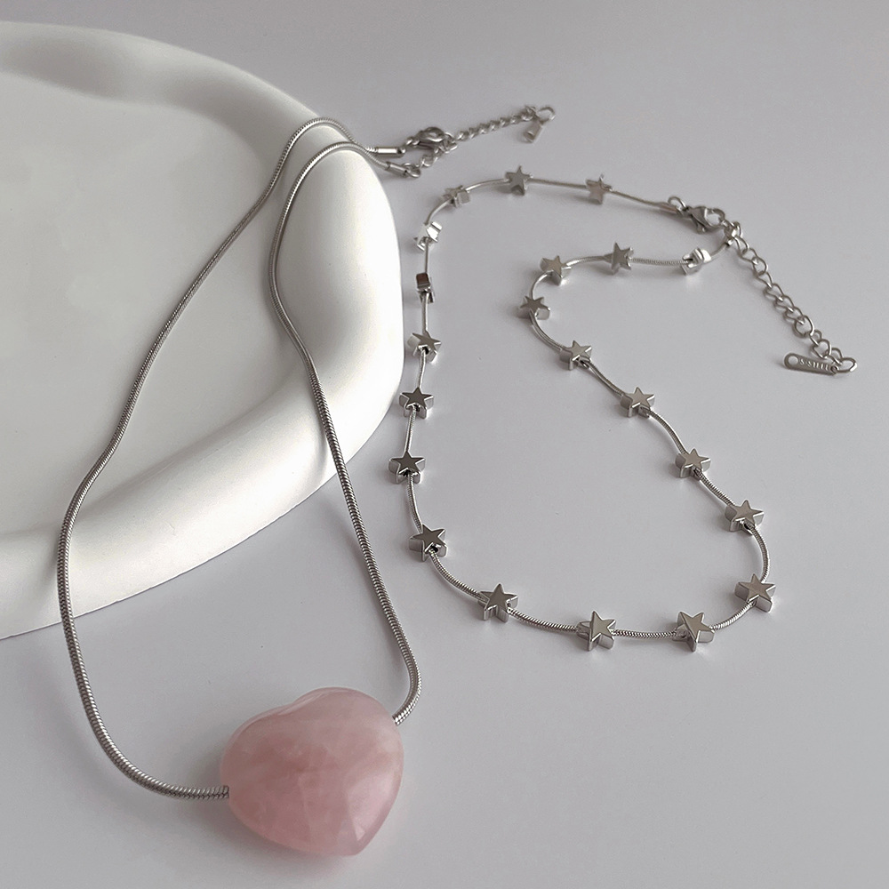 Fashion Star Heart Shape Titanium Steel Plating Necklace 1 Piece