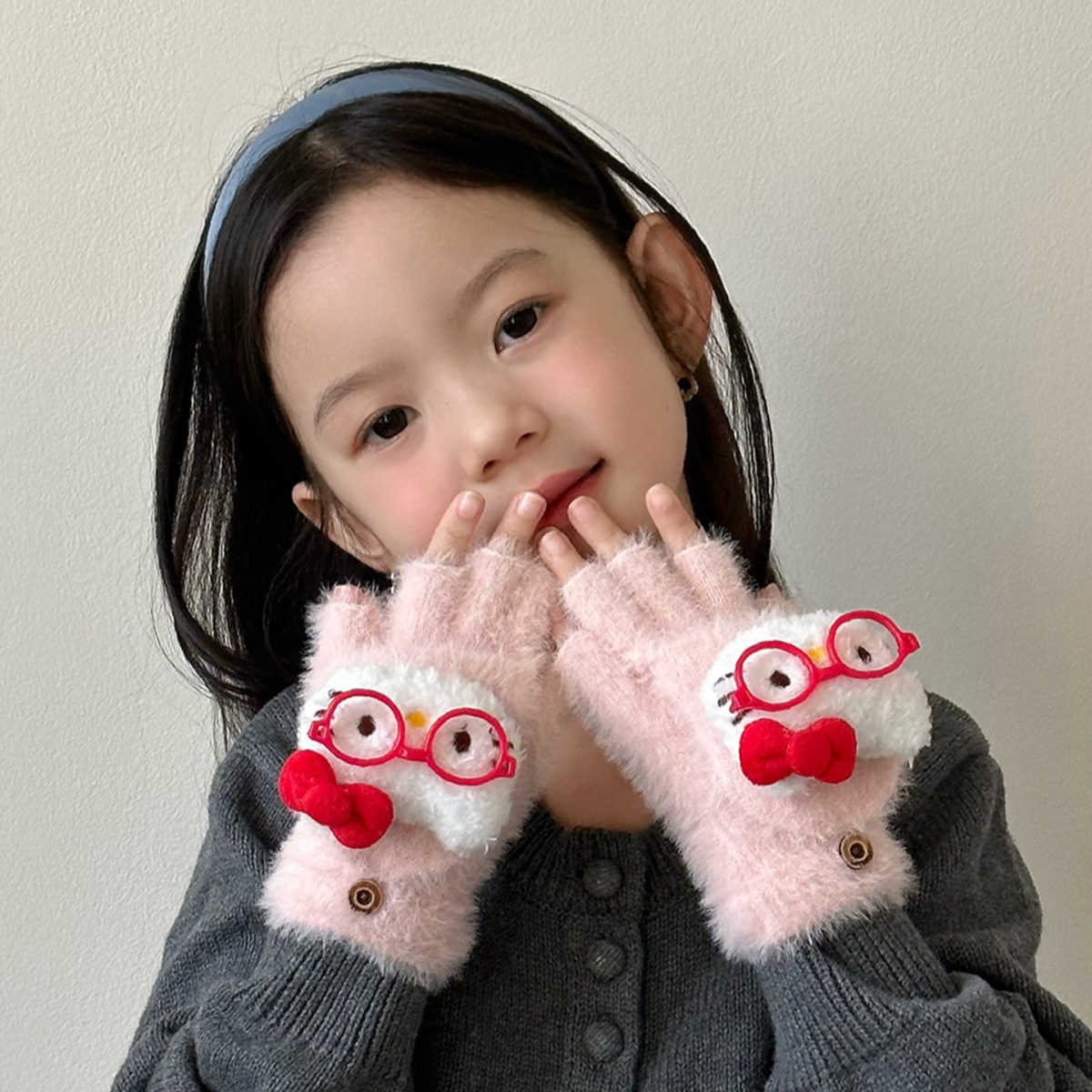 2025 nuevos guantes para niños de invierno para niñas guantes de flip adorables estudiantes de primaria calientes de escritura anticongelante