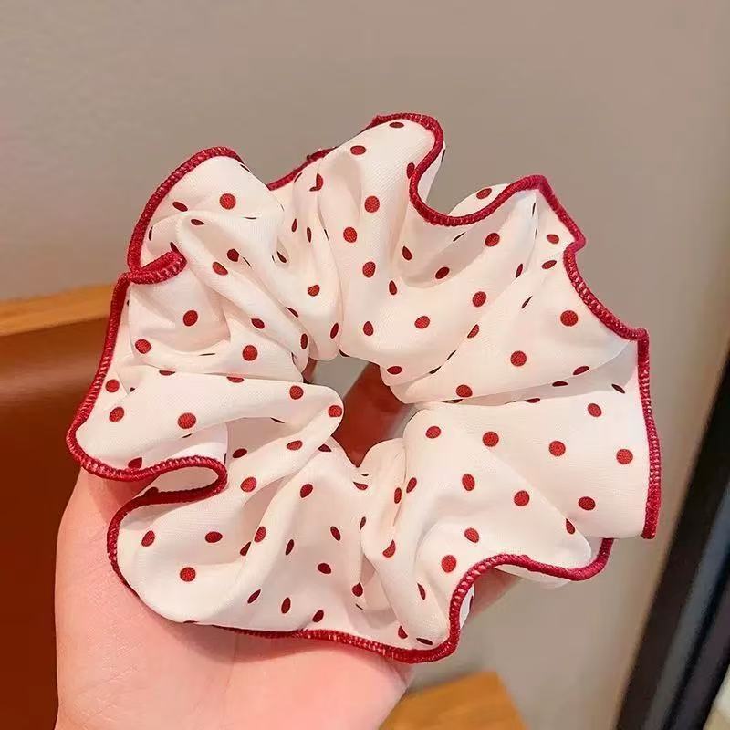 高级感甜美蕾丝大肠发圈气质韩系百搭发绳温柔波点发饰碎花头饰品|undefined