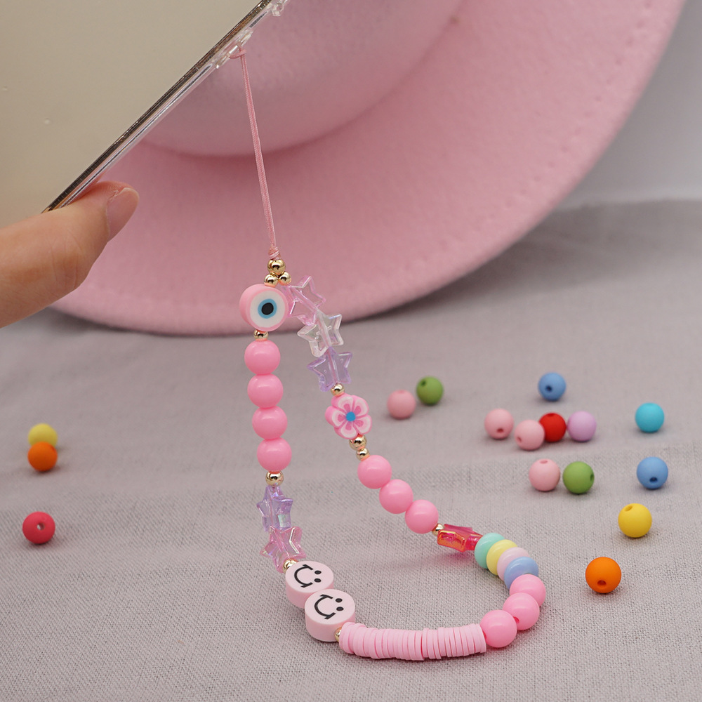 Ethnic Bohemian Pink Smiley Mobile Phone Chain display picture 4