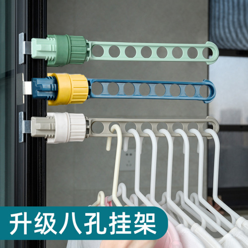 Balcony window frame clothes drying rack snap-on punch-free clothes drying travel portable six-hole five-hole clothes hanger wholesale