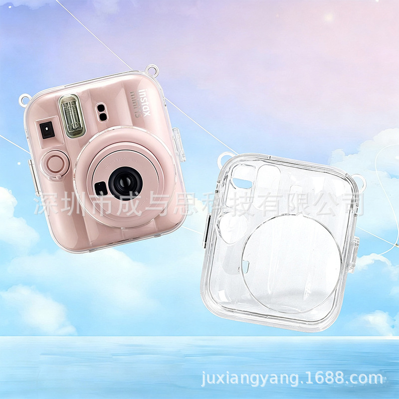 Mini13 Transparent Shell Instax Crystal Shell Instant Camera Hard Shell Protective Case Colorful Shoulder Strap