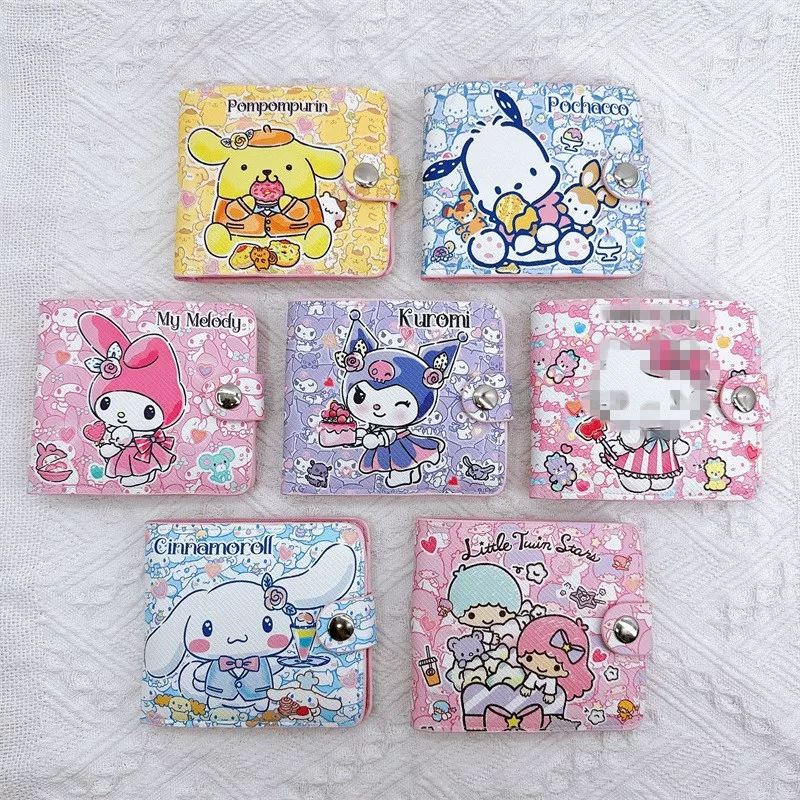 Polyurethane short wallet, card holder, with buttons