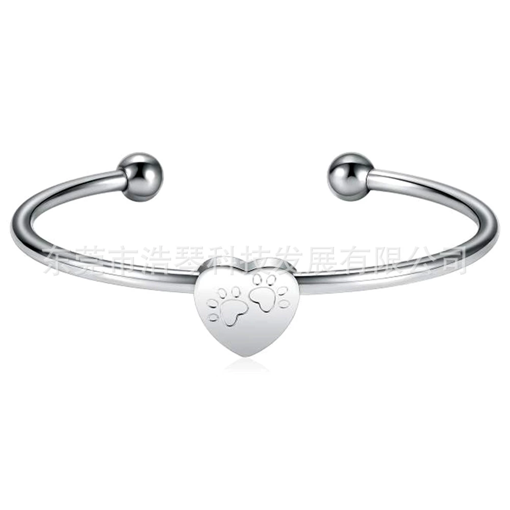 Нержавеющая сталь любовь лапа печать может быть открыта памятная шерсть любимчика cinerary шкатулка браслет мужчин и женщин титана стальной браслет кулон