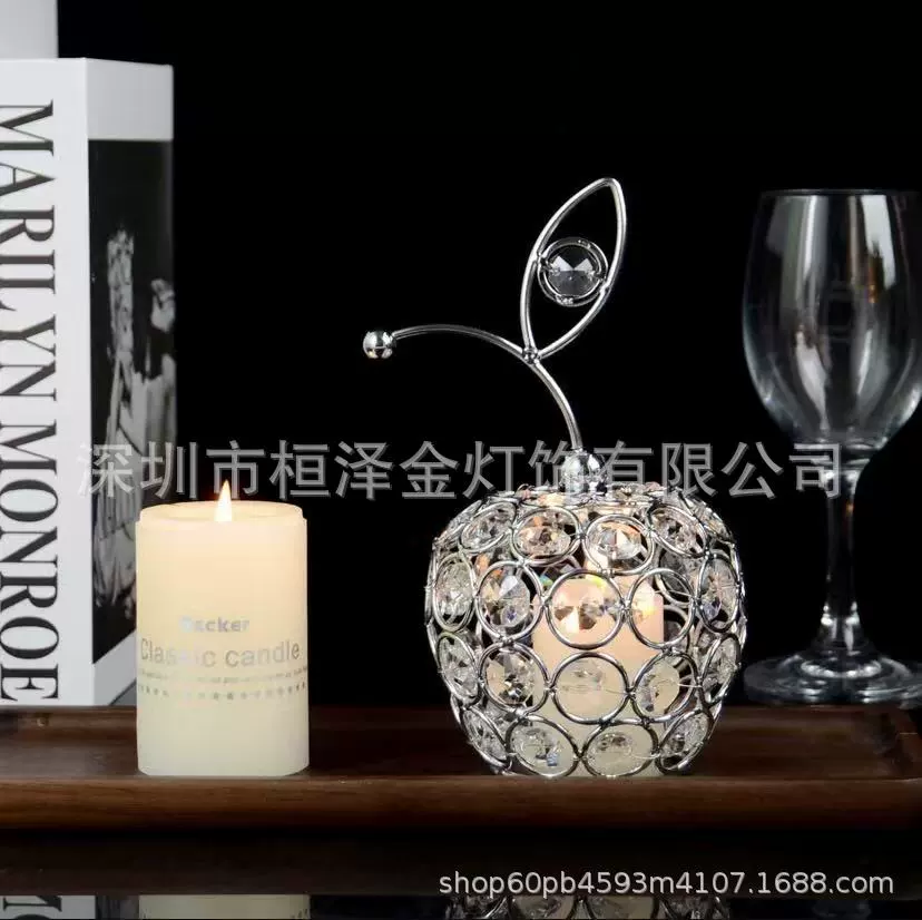 [2022款欧式创意水晶工艺品苹果雪梨菠萝造型家居装饰摆件厂家直销]