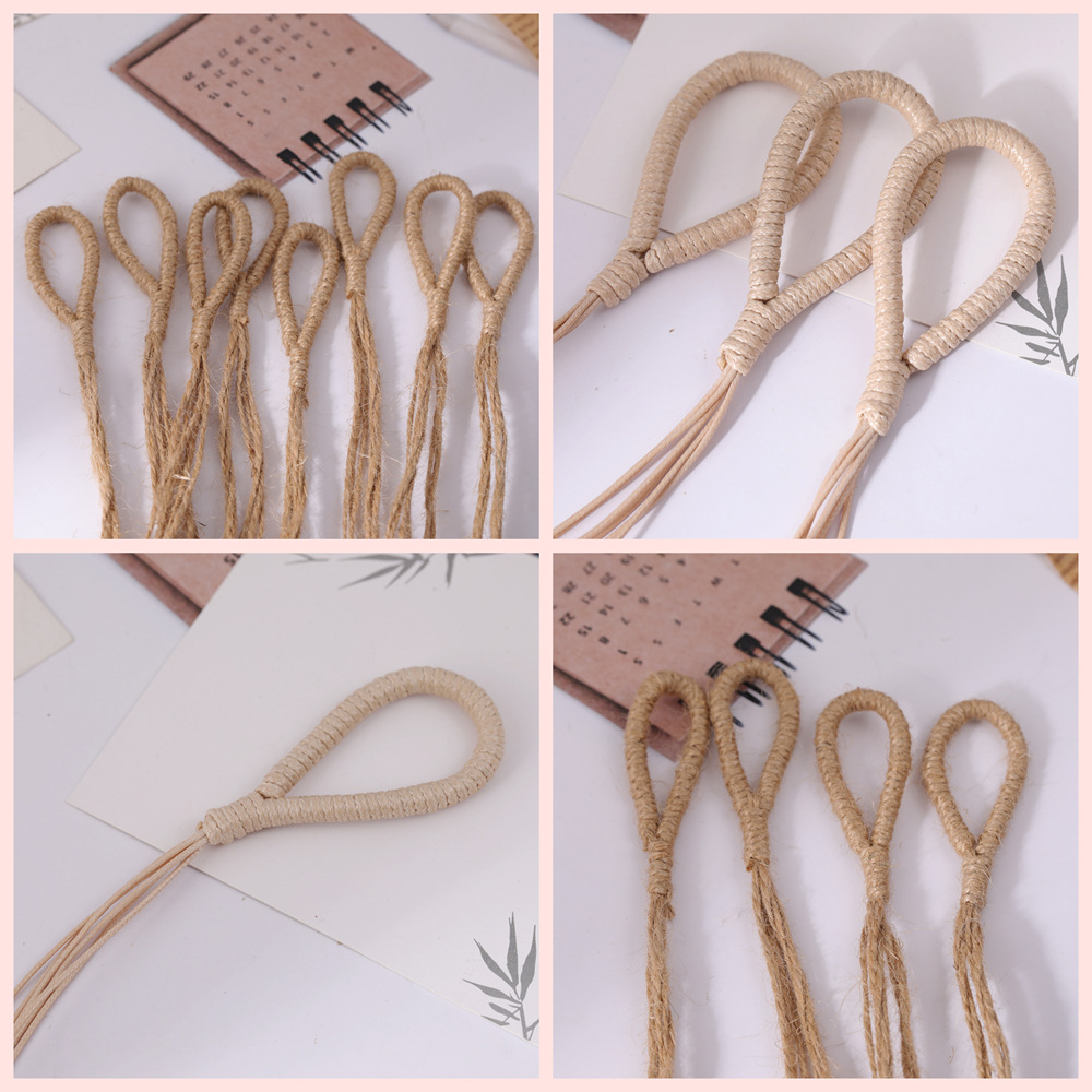 DIY materials for wind chimes made from fruit shells, including pull rings, for bags, ornaments, braided ropes, semi-finished pull ring cords, rope loops, and waxed thread.