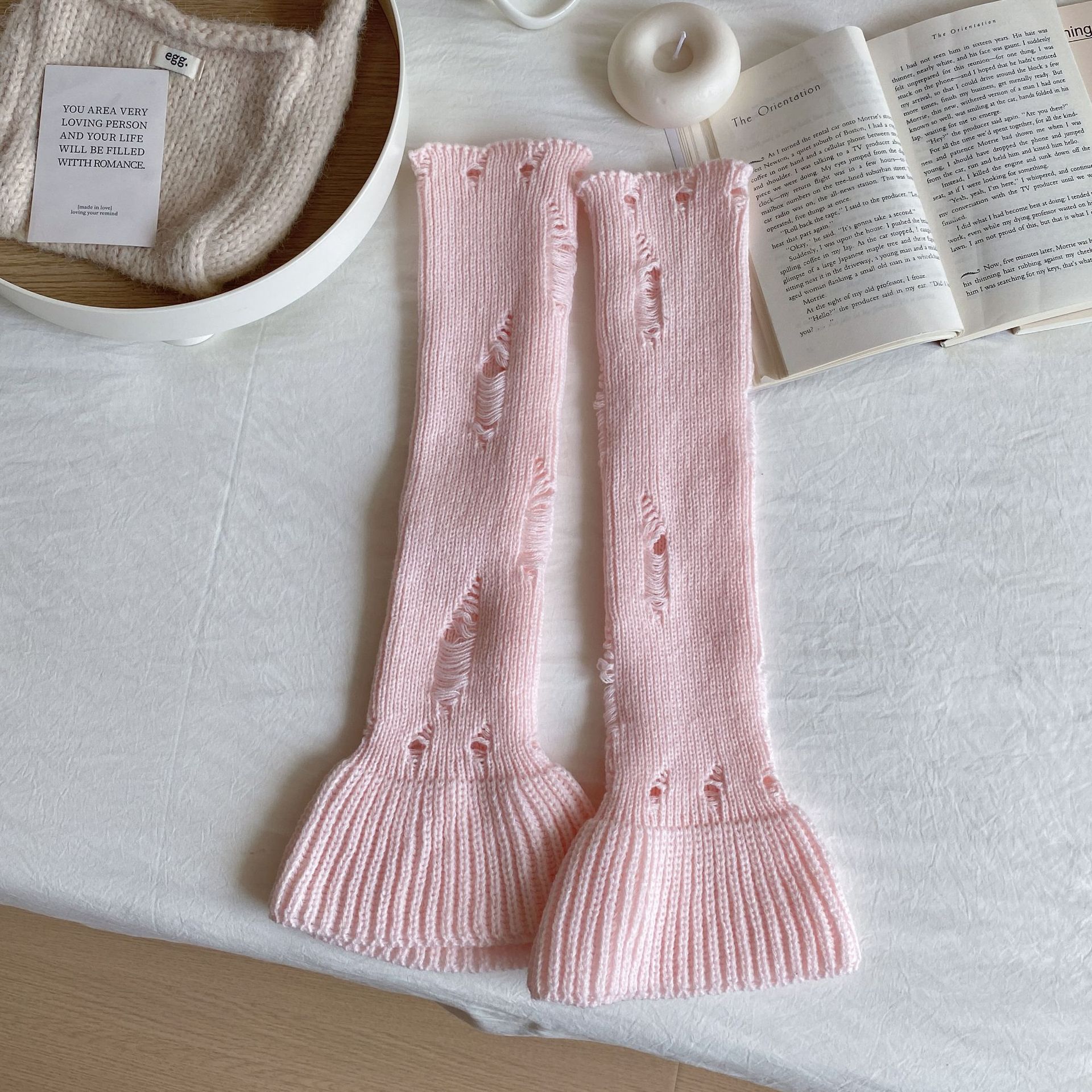 Scaldamuscoli Bootshang Calzini in cotone con fori Calzini a gamba svasata bianchi da donna per autunno e inverno Calzini spessi e caldi al polpaccio lavorati a maglia_voghion.com